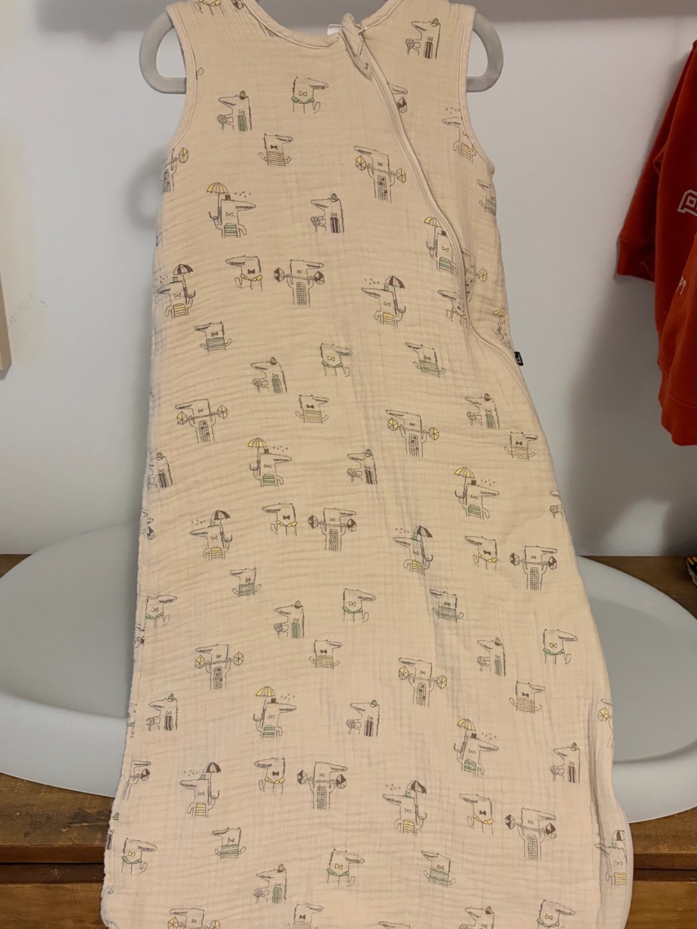 deux par deux Pale Pink Muslin Sleep Sack with Playful Animal Print 6-18M